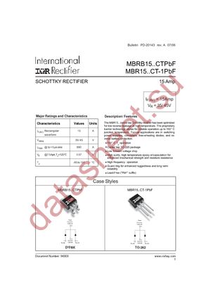 MBRB1545CTPBF datasheet  